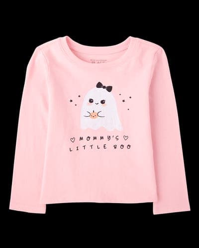 Baby And Toddler Girls Long Sleeve Halloween Mommy's Boo Graphic Tee 2