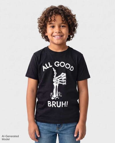 Boys Glow In The Dark Short Sleeve Halloween All Good Bruh Graphic Tee 1
