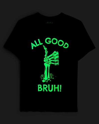 Boys Glow In The Dark Short Sleeve Halloween All Good Bruh Graphic Tee 2