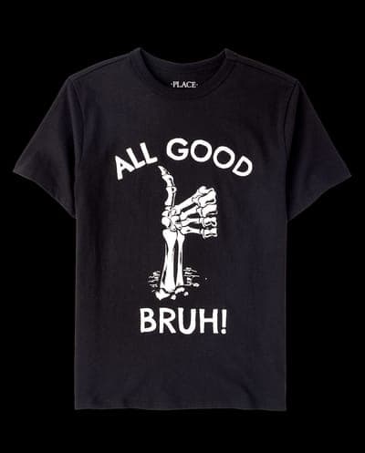Boys Glow In The Dark Short Sleeve Halloween All Good Bruh Graphic Tee 3
