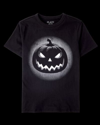 Boys Glow In The Dark Short Sleeve Halloween Pumpkin Graphic Tee 3