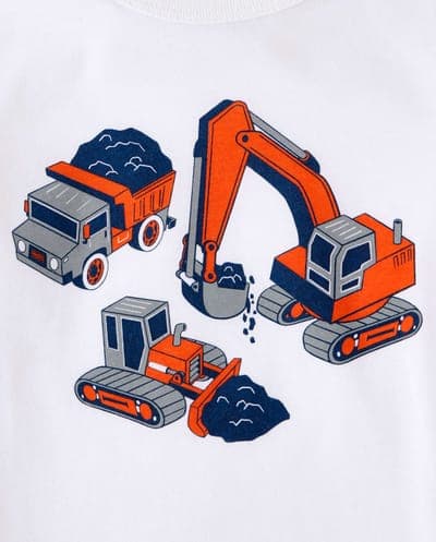 Baby And Toddler Boys Long Sleeve Construction Vehicles Graphic Tee 2