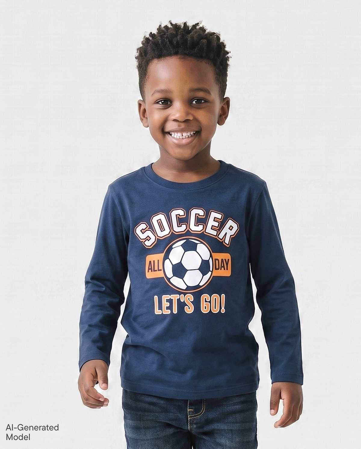 Baby And Toddler Boys Long Sleeve Soccer Graphic Tee