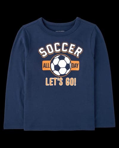 Baby And Toddler Boys Long Sleeve Soccer Graphic Tee 2