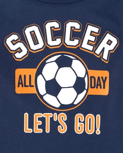 Baby And Toddler Boys Long Sleeve Soccer Graphic Tee 3