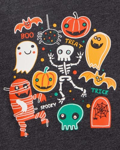 Baby And Toddler Boys Short Sleeve Glow In The Dark Halloween Icons Graphic Tee 3