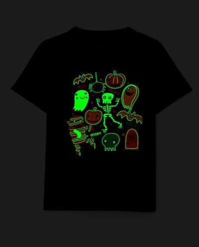 Baby And Toddler Boys Short Sleeve Glow In The Dark Halloween Icons Graphic Tee 2