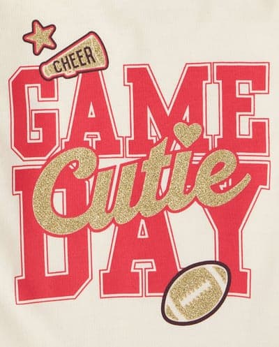 Baby And Toddler Girls Long Sleeve Game Day Graphic Tee 3