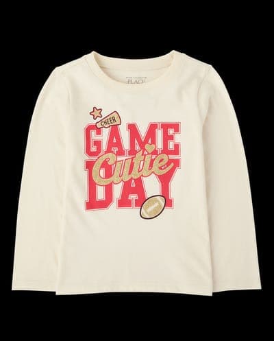 Baby And Toddler Girls Long Sleeve Game Day Graphic Tee 2