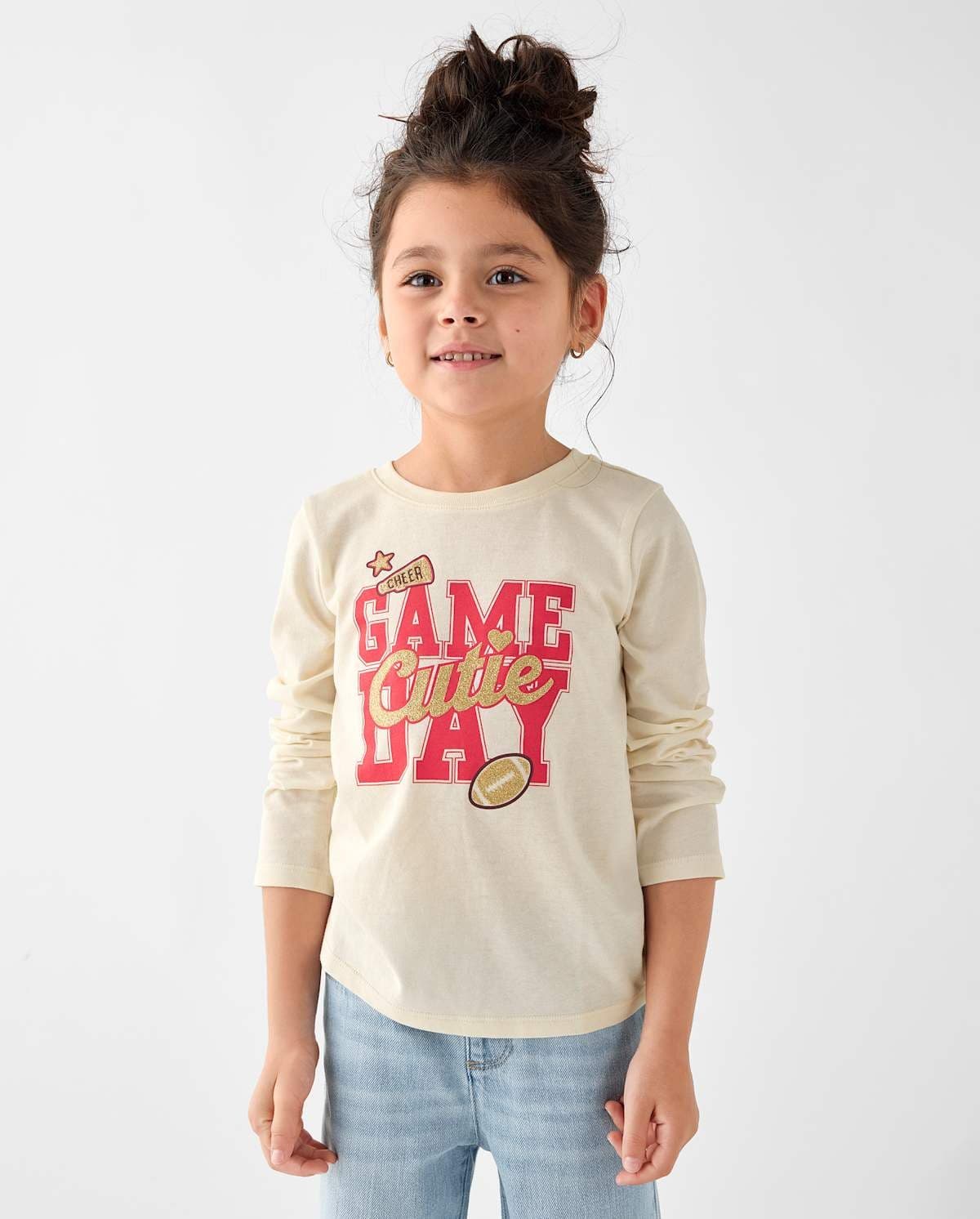 Baby And Toddler Girls Long Sleeve Game Day Graphic Tee