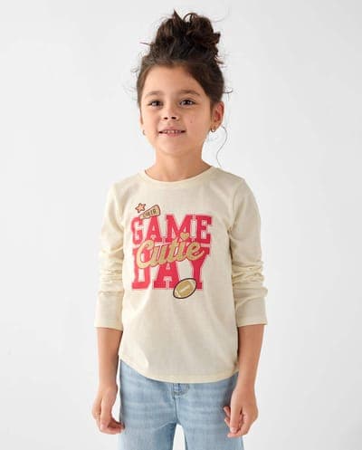 Baby And Toddler Girls Long Sleeve Game Day Graphic Tee 1