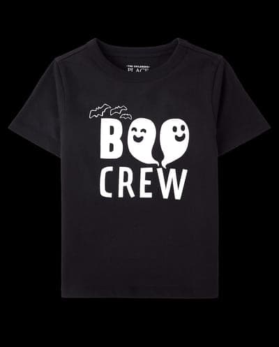 Baby And Toddler Matching Family Short Sleeve Glow In The Dark Halloween Boo Crew Graphic Tee 3
