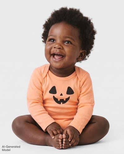Baby Long Sleeve Halloween Pumpkin Face Graphic Bodysuit 1