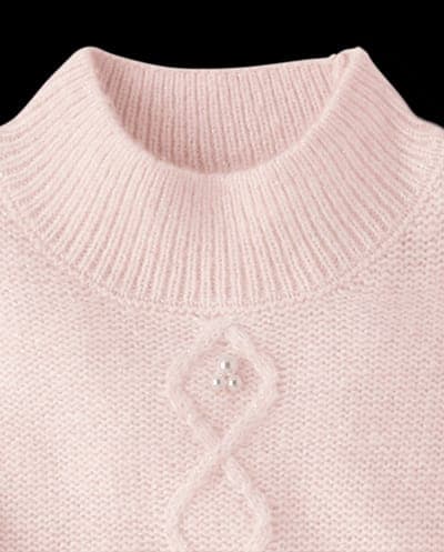 Girls Long Sleeve Faux Pearl Cable Knit Cropped Sweater 9
