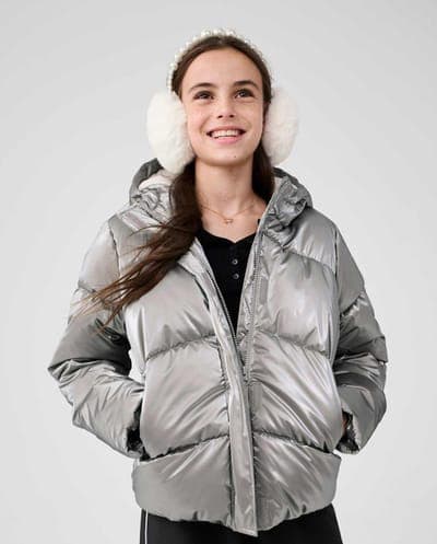Girls Long Sleeve High Shine Midweight Microfleece Lined Puffer Jacket 1