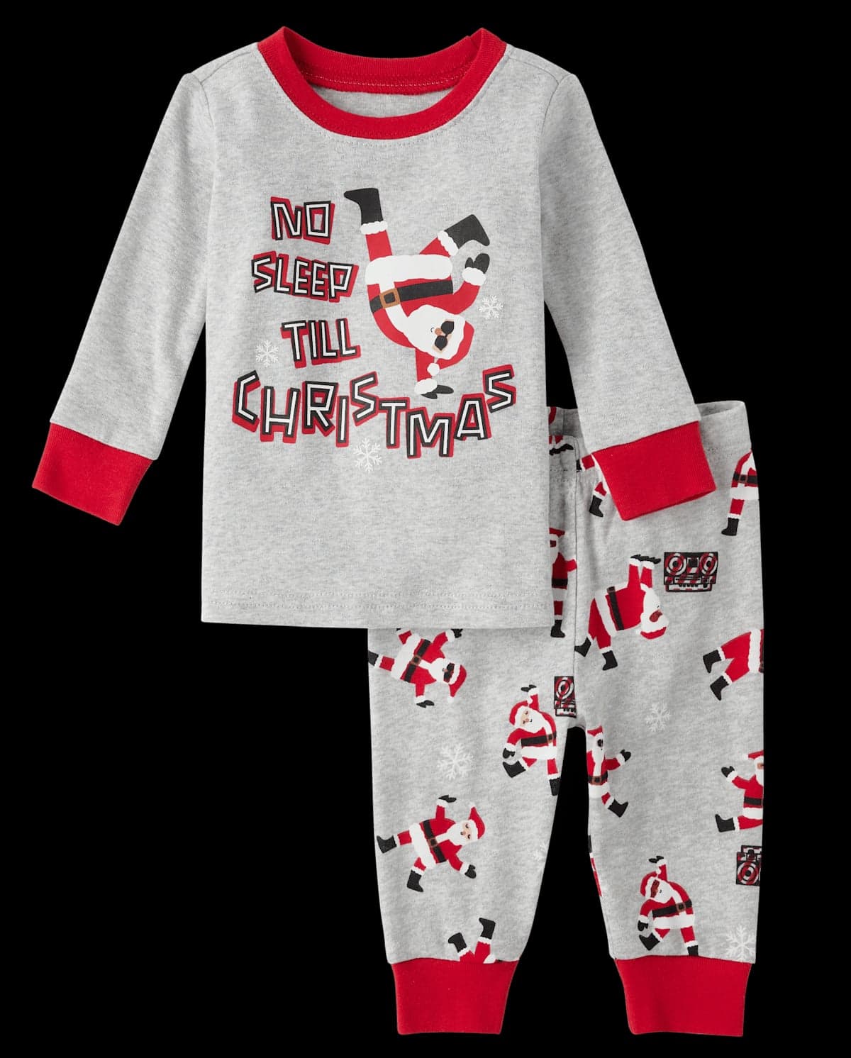 Baby And Toddler Christmas Glow In The Dark Long Sleeve Santa Dancing Snug Fit Cotton Pajamas