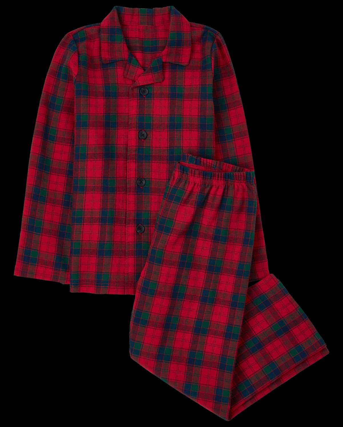 Kids Christmas Long Sleeve Plaid Flannel Pajamas
