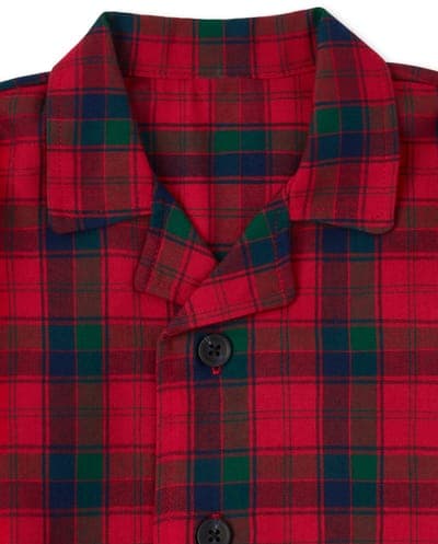 Kids Christmas Long Sleeve Plaid Flannel Pajamas 2