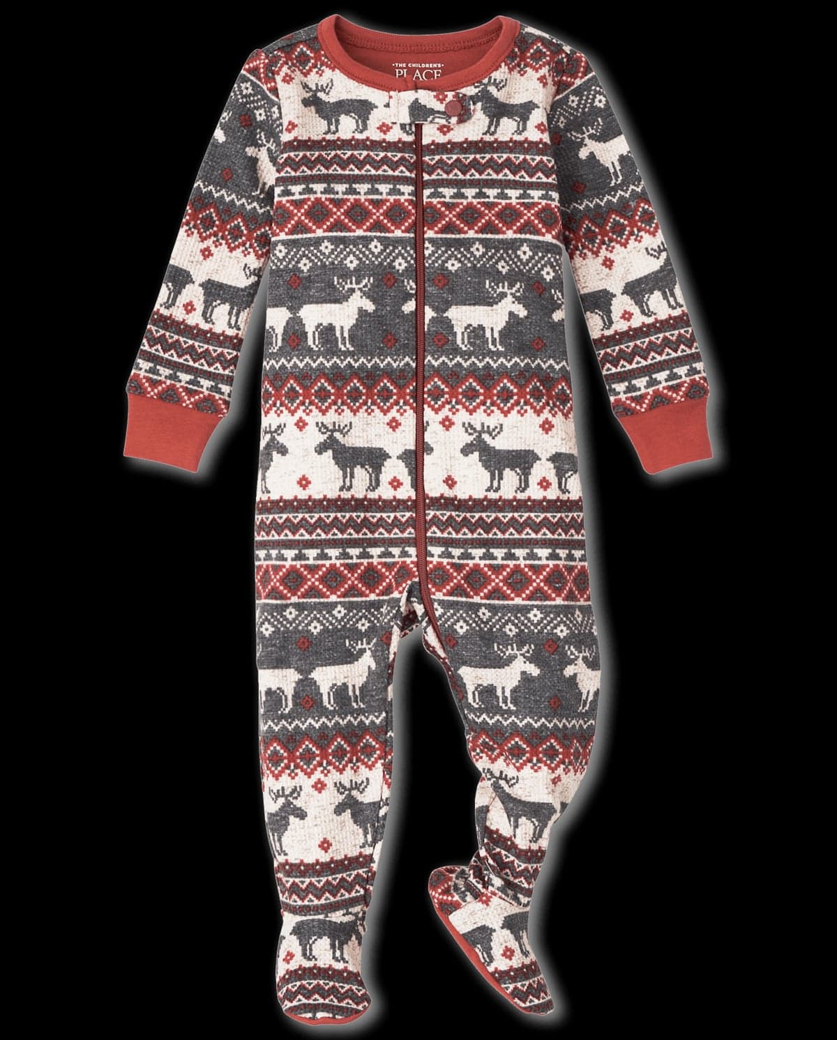 Baby And Toddler Matching Family Christmas Long Sleeve Thermal Reindeer Fairisle Snug Fit Cotton One Piece Pajamas