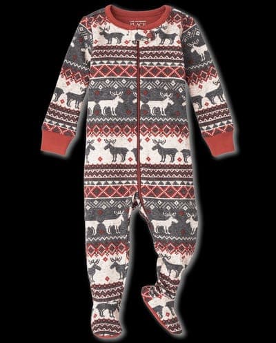 Baby And Toddler Matching Family Christmas Long Sleeve Thermal Reindeer Fairisle Snug Fit Cotton One Piece Pajamas 1