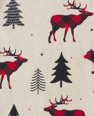 Kids Matching Family Christmas Long Sleeve Buffalo Plaid Bear Print Snug Fit Cotton Pajamas 2