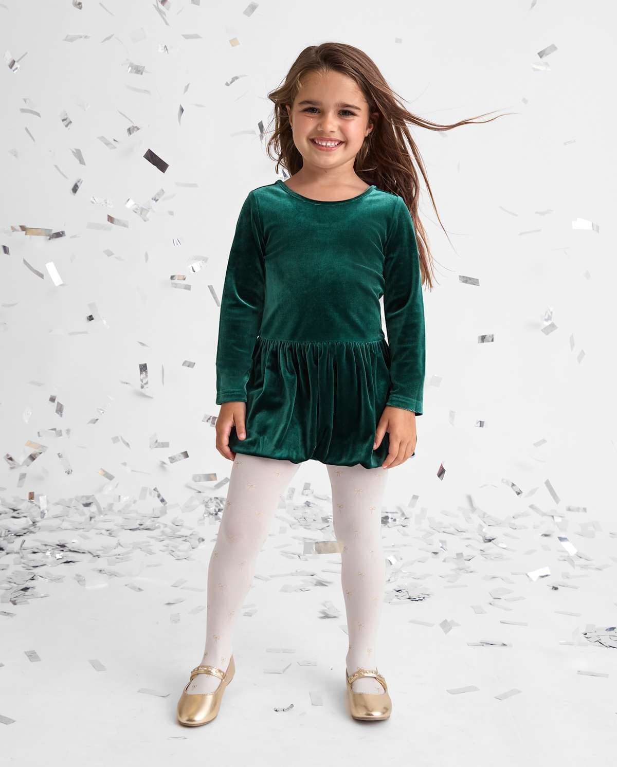 Baby And Toddler Girls Long Sleeve Velour Bubble Dress