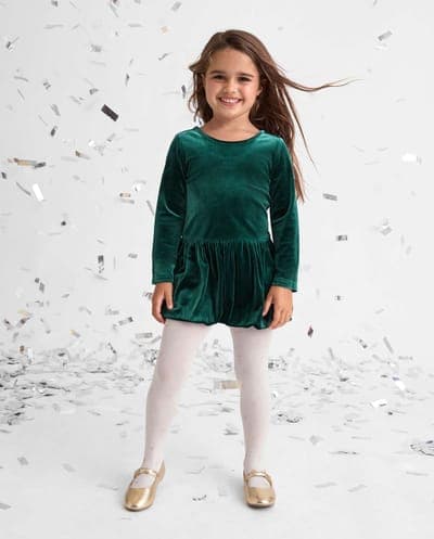 Baby And Toddler Girls Long Sleeve Velour Bubble Dress 1