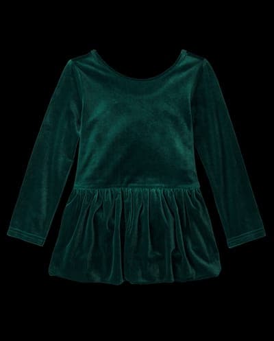 Baby And Toddler Girls Long Sleeve Velour Bubble Dress 2