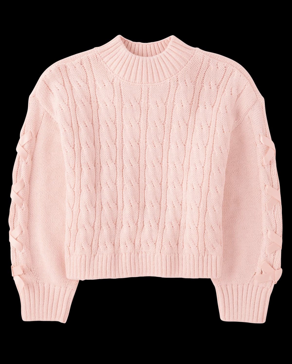 Girls Long Sleeve Ribbon Cable Knit Sweater