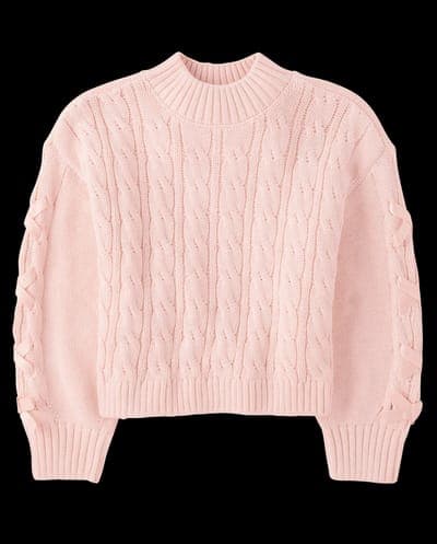 Girls Long Sleeve Ribbon Cable Knit Sweater 1