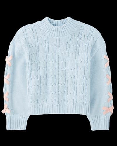 Girls Long Sleeve Ribbon Cable Knit Sweater 5