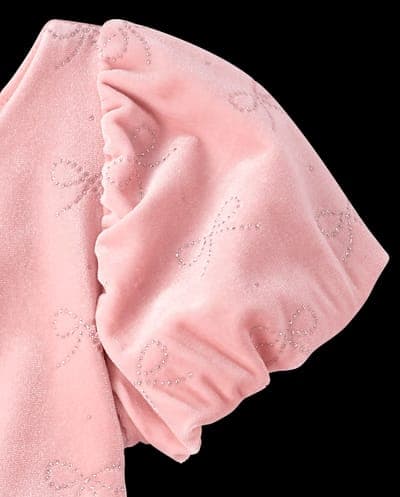Baby And Toddler Girls Short Sleeve Glitter Bow Velour Bubble Dress 3