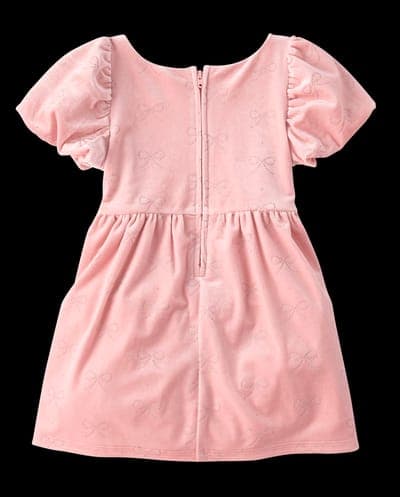 Baby And Toddler Girls Short Sleeve Glitter Bow Velour Bubble Dress 5