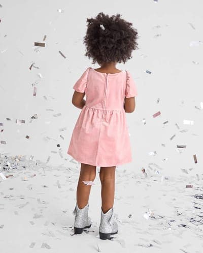 Baby And Toddler Girls Short Sleeve Glitter Bow Velour Bubble Dress 4