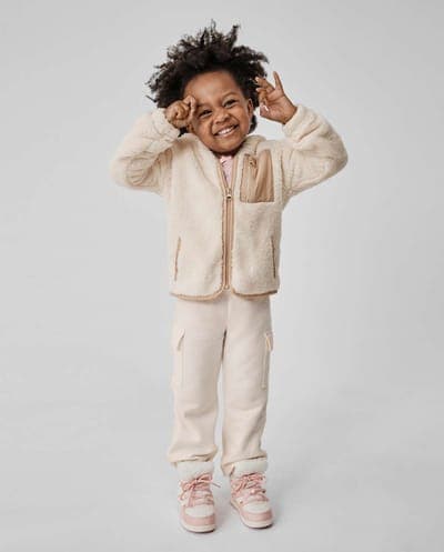 Toddler Girls Active Garment Dyed Premium Fleece Wide Leg Cargo Lounge Pants 1