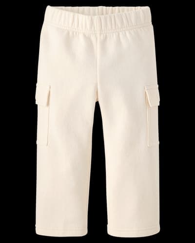 Toddler Girls Active Garment Dyed Premium Fleece Wide Leg Cargo Lounge Pants 3