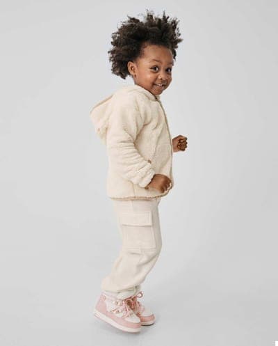 Toddler Girls Active Garment Dyed Premium Fleece Wide Leg Cargo Lounge Pants 2