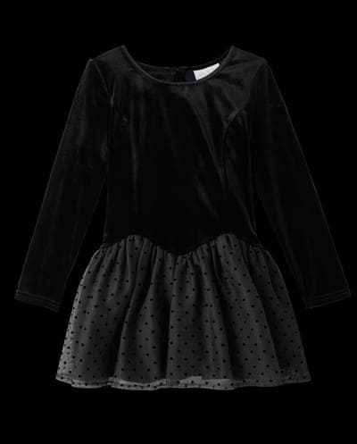 Girls Long Sleeve Flocked Floral Drop Waist Tutu Dress 2