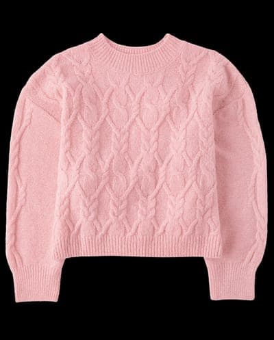Girls Long Sleeve Cable Knit Cropped Chunky Sweater 1