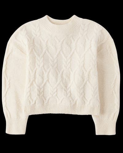 Girls Long Sleeve Cable Knit Cropped Chunky Sweater 5
