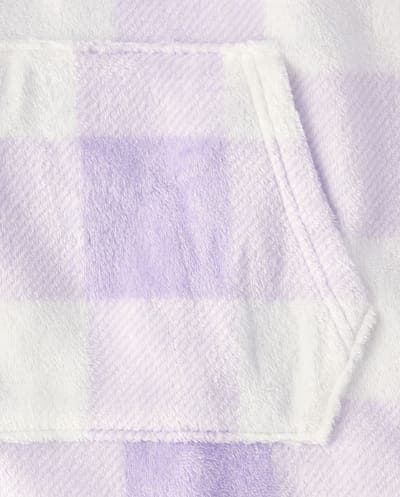 Girls Long Sleeve Gingham Blanket Hoodie Pajamas - Cozy Fleece 2