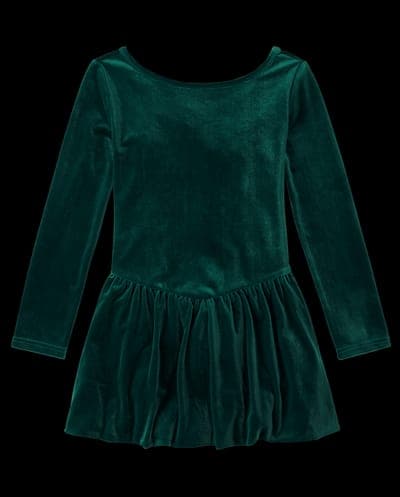 Girls Long Sleeve Velour Bubble Dress 1