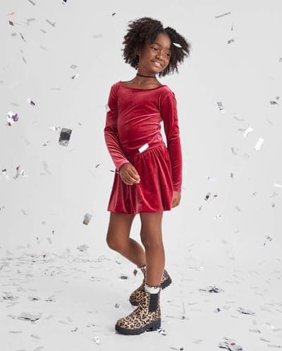 Girls Long Sleeve Velour Bubble Dress 5