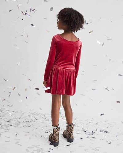 Girls Long Sleeve Velour Bubble Dress 7