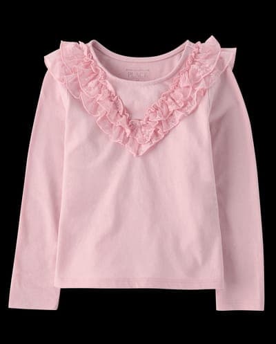 Toddler Girls Long Sleeve Lace Ruffle Top 3