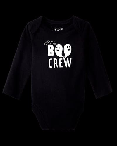 Baby Matching Family Long Sleeve Glow In The Dark Halloween Boo Crew Graphic Bodysuit 2