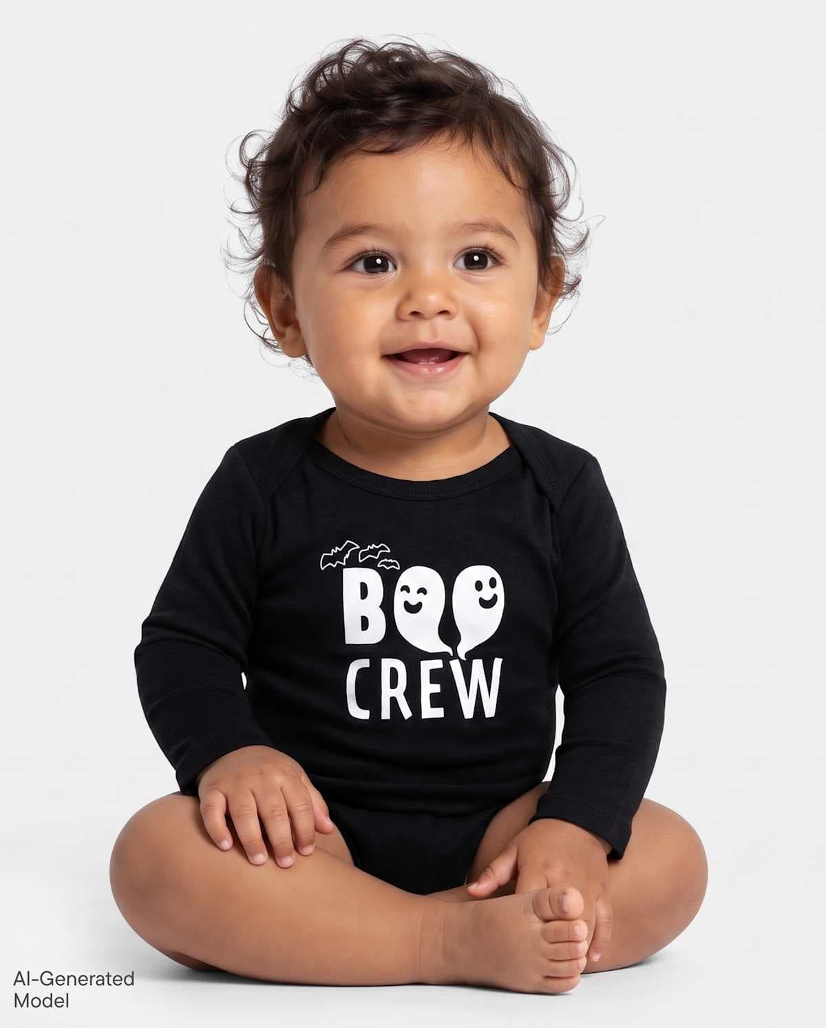 Baby Matching Family Long Sleeve Glow In The Dark Halloween Boo Crew Graphic Bodysuit