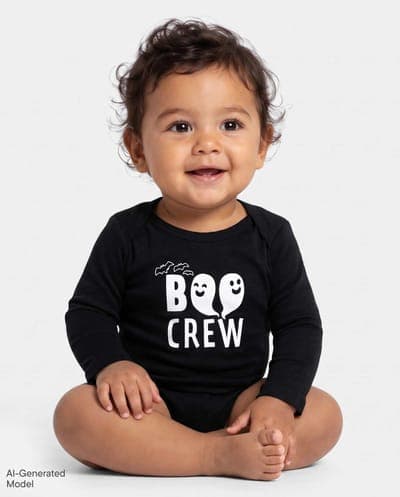Baby Matching Family Long Sleeve Glow In The Dark Halloween Boo Crew Graphic Bodysuit 1