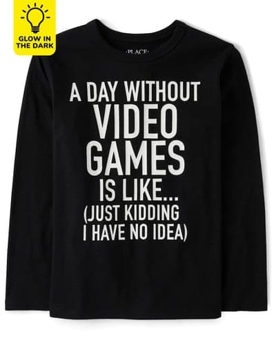 Boys Glow In The Dark Long Sleeve Video Games Graphic Tee 1