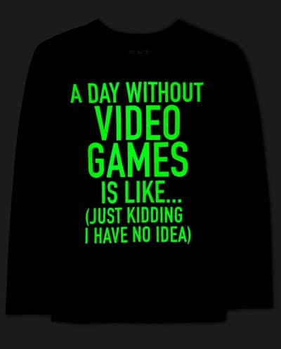 Boys Glow In The Dark Long Sleeve Video Games Graphic Tee 2
